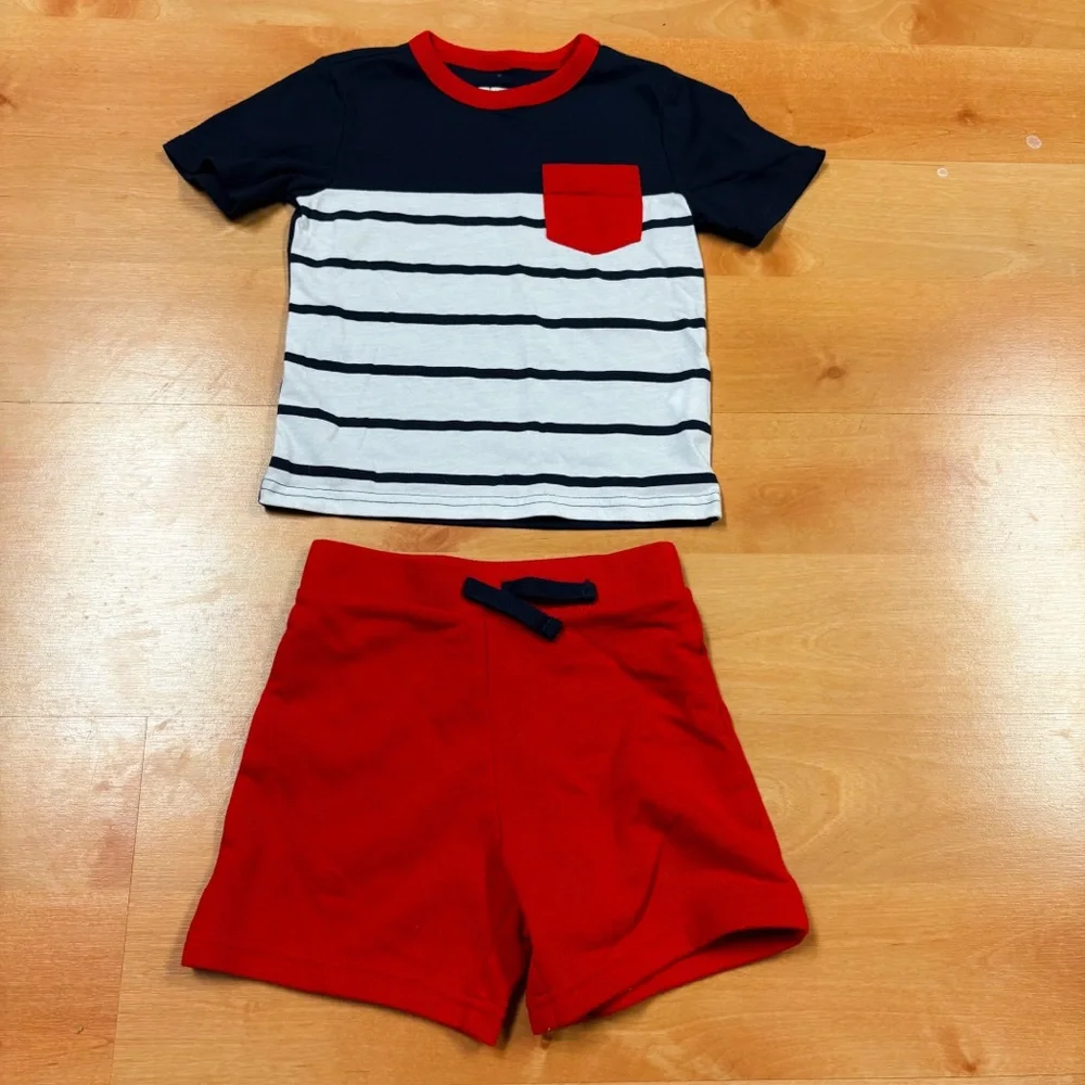 Children’s Place Red White & Navy Blue Colorblock 2-Piece Set Toddler 2T